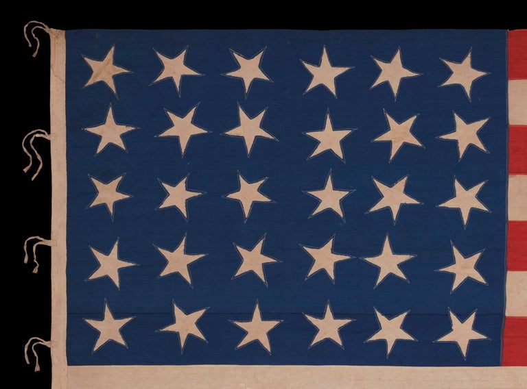 30 Stars on an Antique American Flag Made in the Period Between 1870 ...