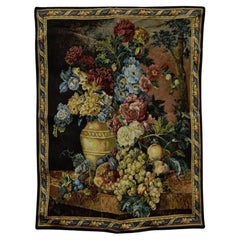 Arazzo francese da parete 30" x 26" Jacquard Aubusson con natura morta floreale