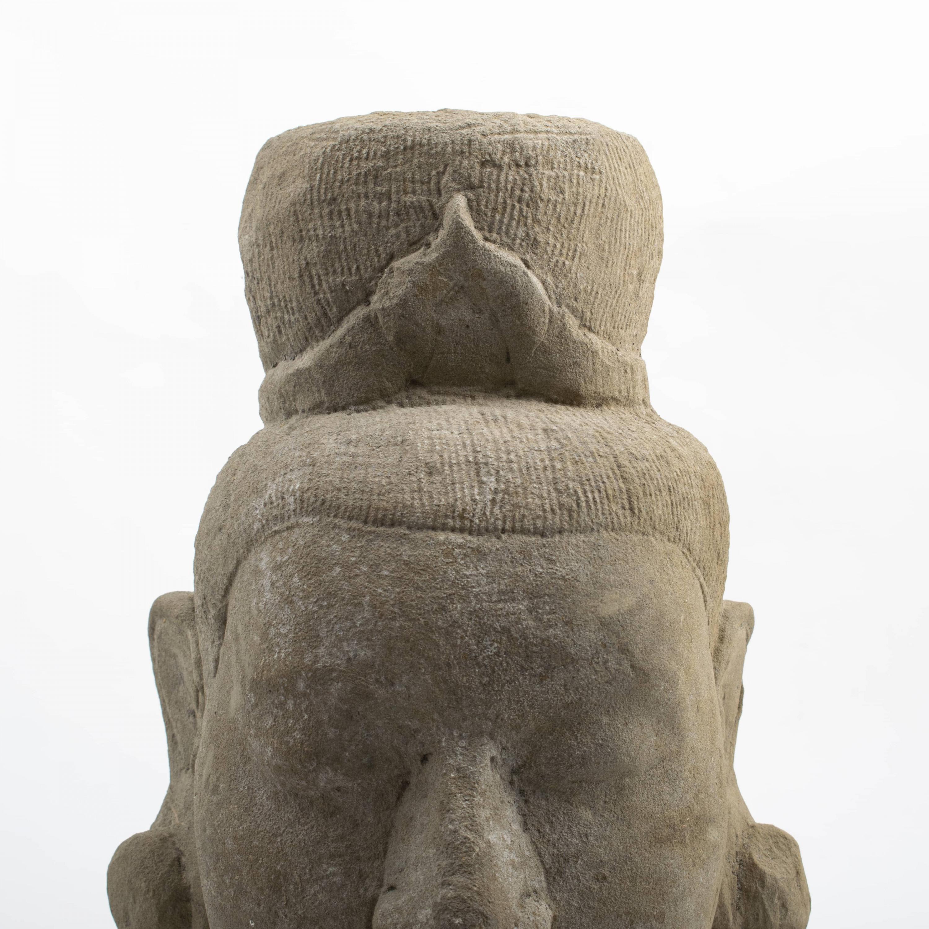 300-400 Years Old Burmese Sandstone Sculpture of Female Head In Good Condition In Kastrup, DK