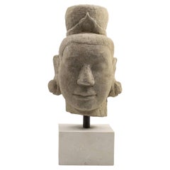 300-400 Years Old Burmese Sandstone Sculpture Of Female Head
