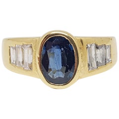 3.00 Carat 18 Karat Yellow Gold Diamond Sapphire Ring