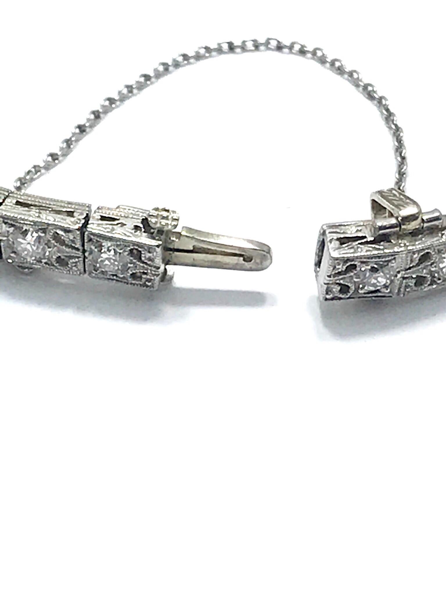 3.00 Carat Art Deco Diamond and Sapphire Platinum Bracelet 2