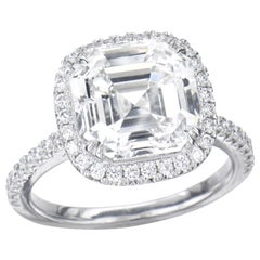 3.00 Carat Asscher Cut GIA Diamond Engagement Ring 950 Platinum Setting