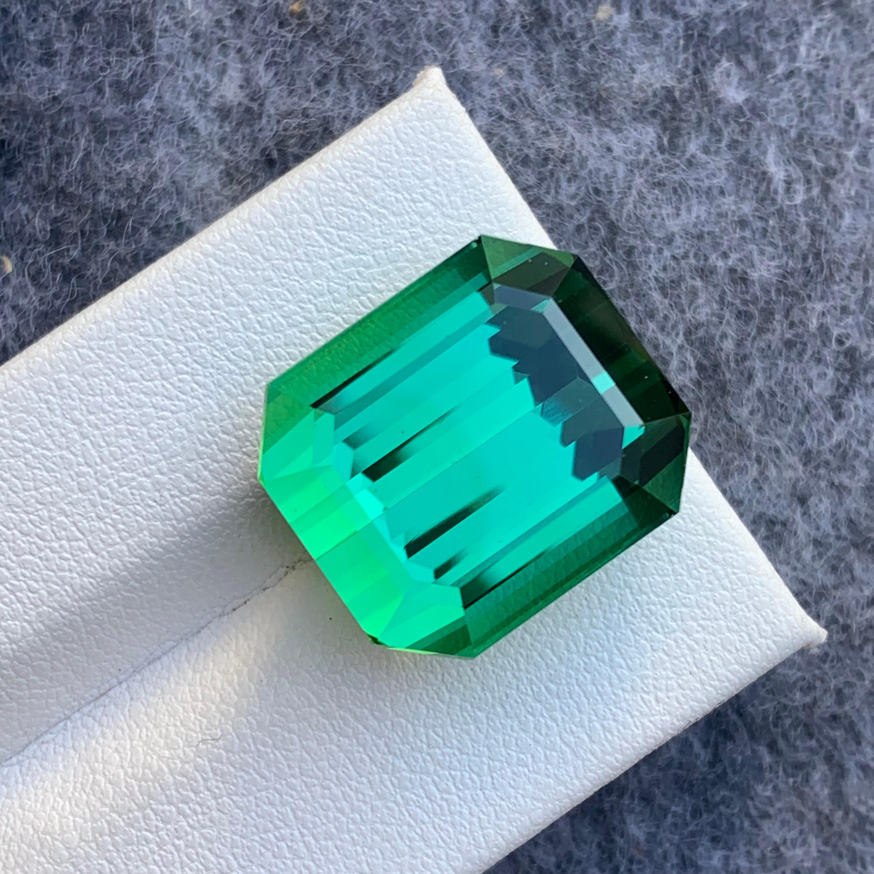 Gemstone Type : Tourmaline
Weight : 30.0 Carats
Dimensions : 18x15.7x12.3 Mm
Origin : Kunar Afghanistan
Clarity : Loupe Clean
Shape: Emerald
Color: Lagoon Green 
Certificate: On Demand
Basically, mint tourmalines are tourmalines with pastel hues of