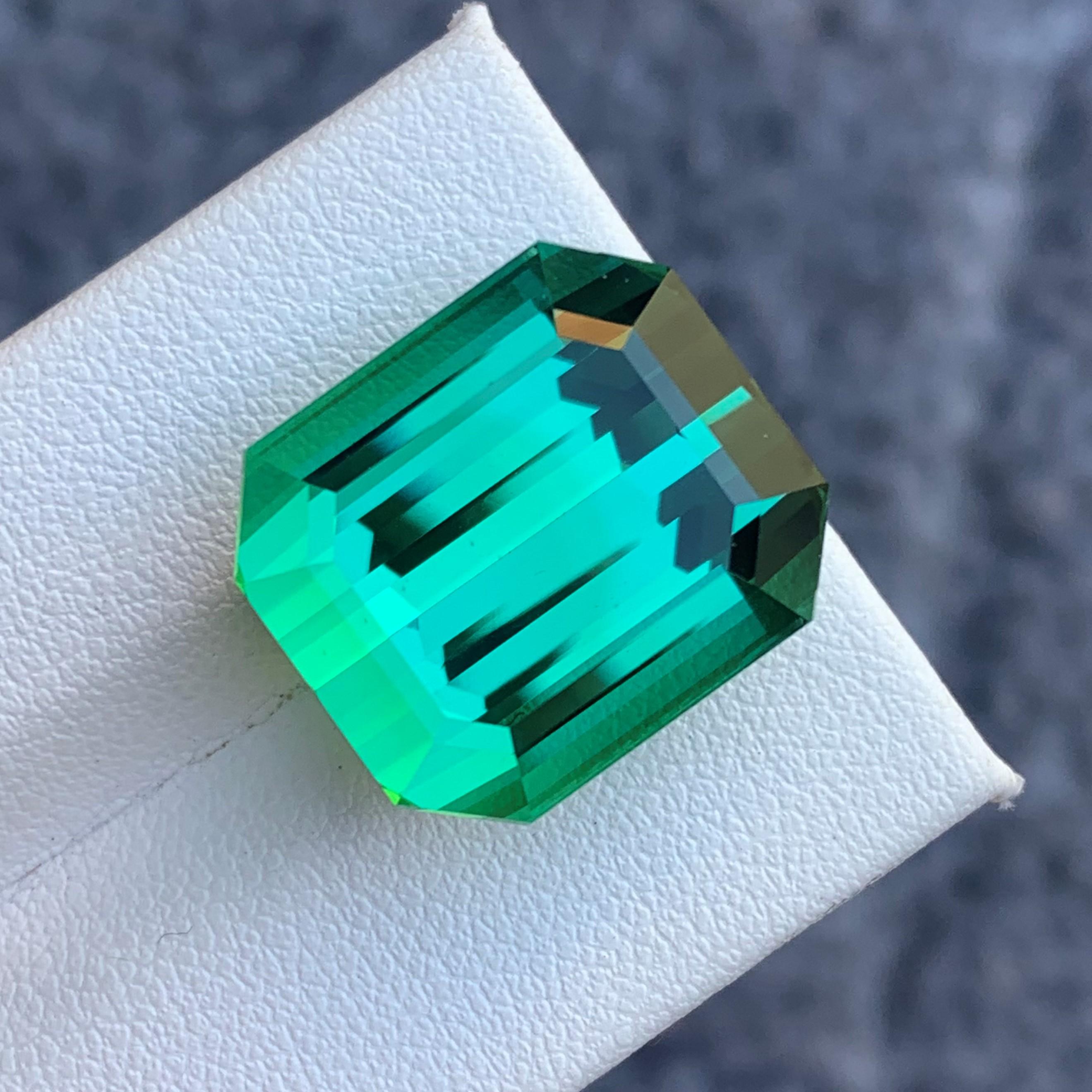 Emerald Cut 30.0 Carat Beautiful Quality Natural Lagoonish Green Tourmaline from Afghanistan For Sale