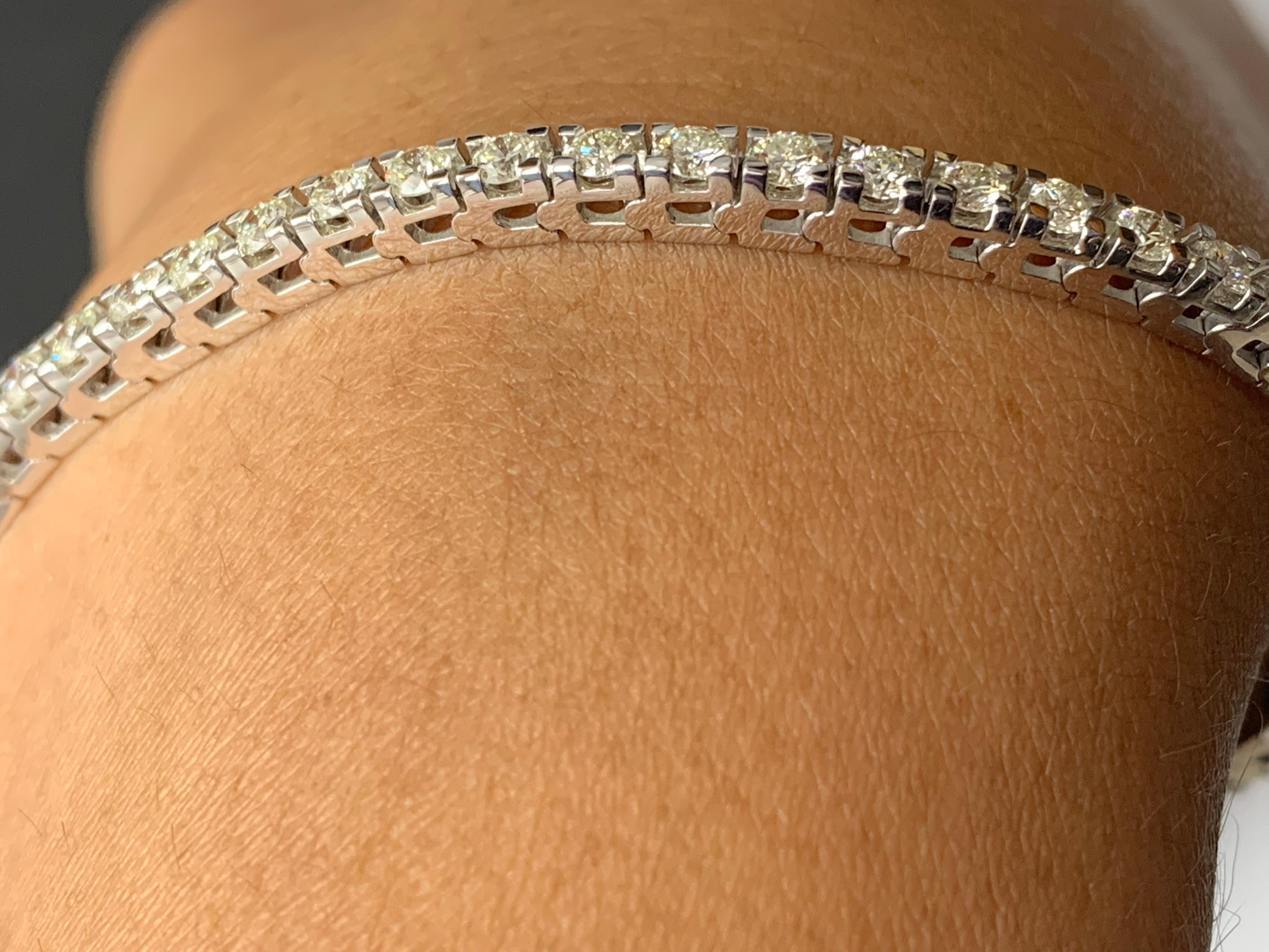 3.00 Carat Brilliant Cut Round Diamond Tennis Bracelet in 14K White Gold For Sale 7