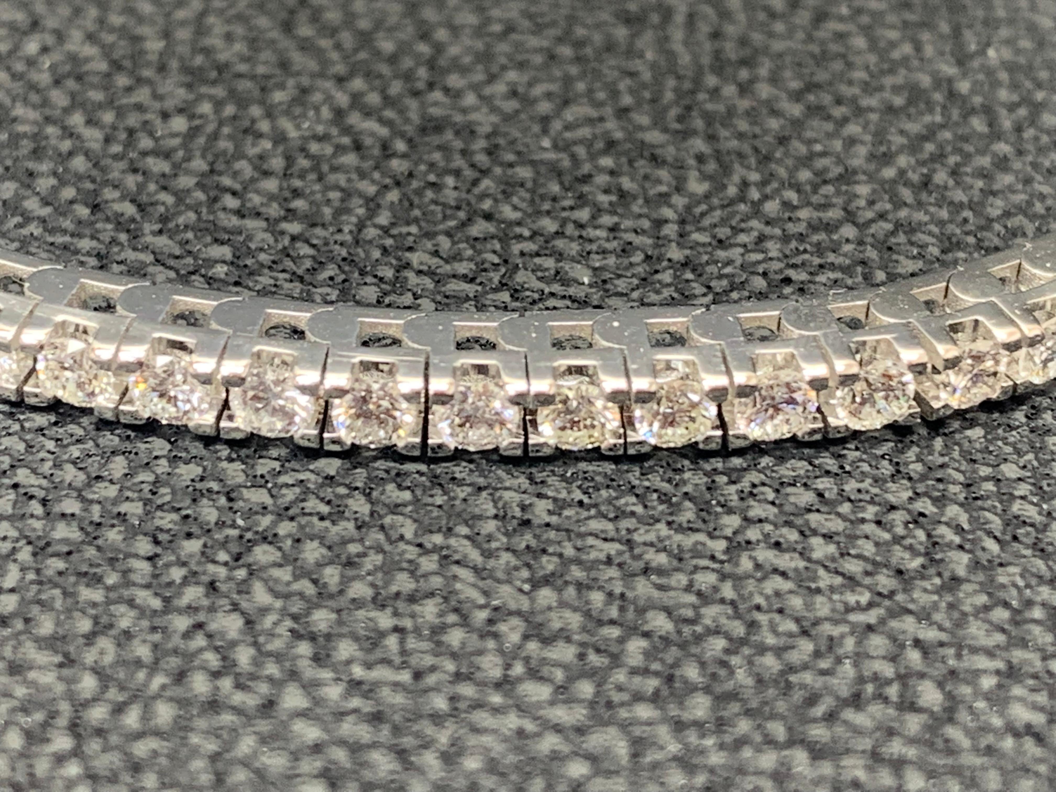 3.00 Carat Brilliant Cut Round Diamond Tennis Bracelet in 14K White Gold For Sale 7