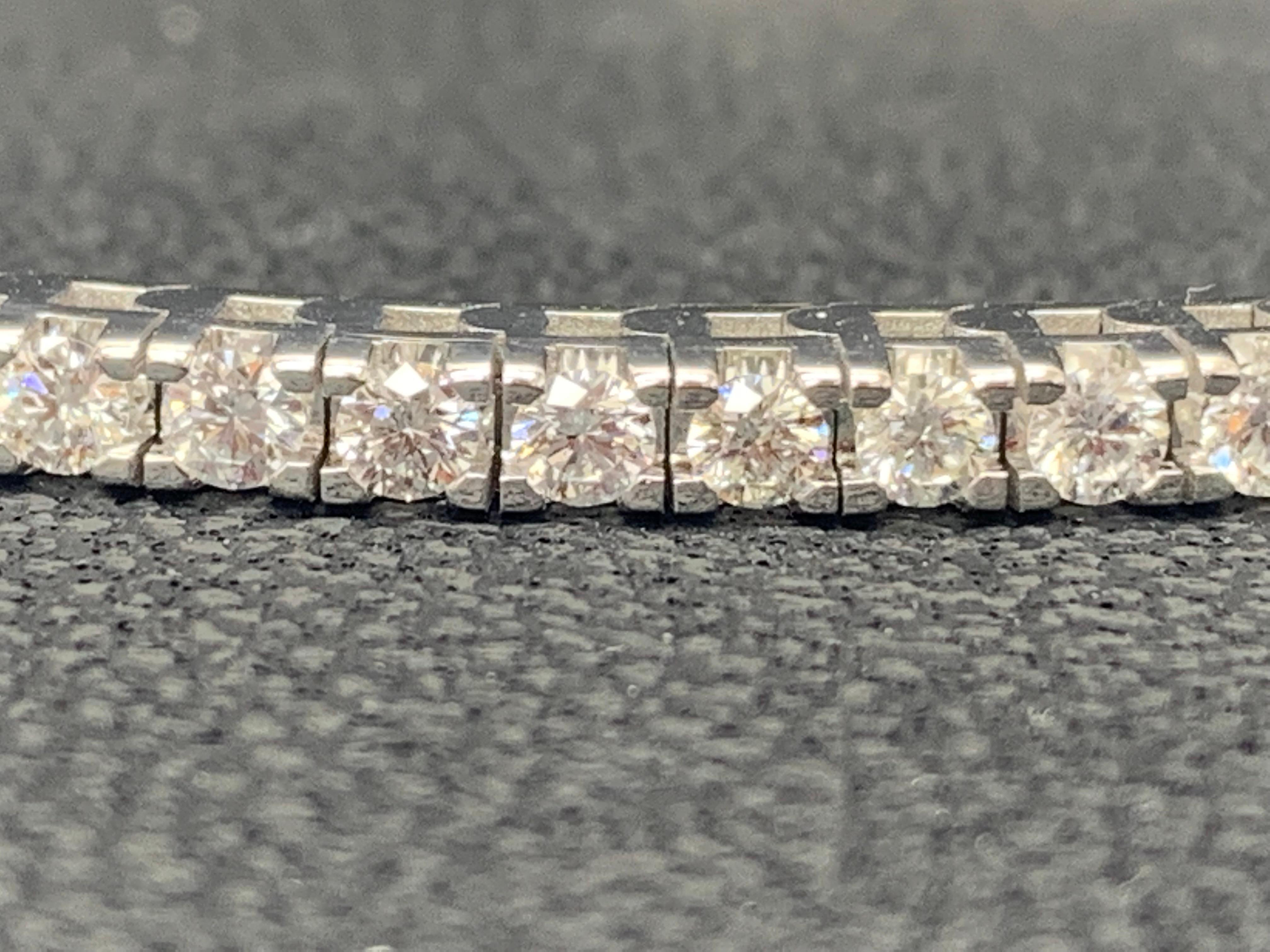 Bracciale tennis con diamanti tondi taglio brillante da 3,00 carati in oro bianco 14K in vendita 12