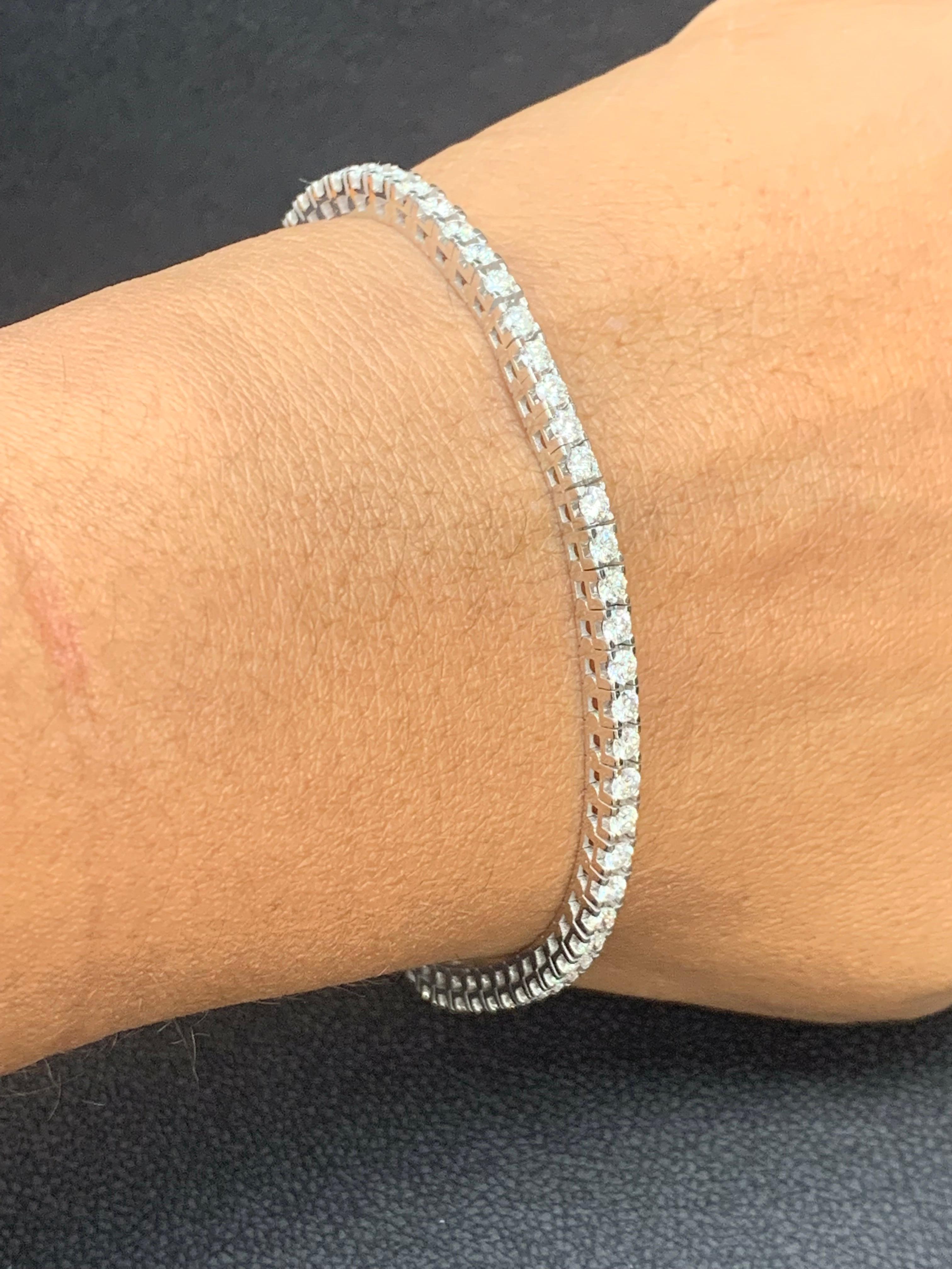 3,00 Karat Brillantschliff Rundes Diamant-Tennisarmband aus 14K Weißgold im Angebot 14