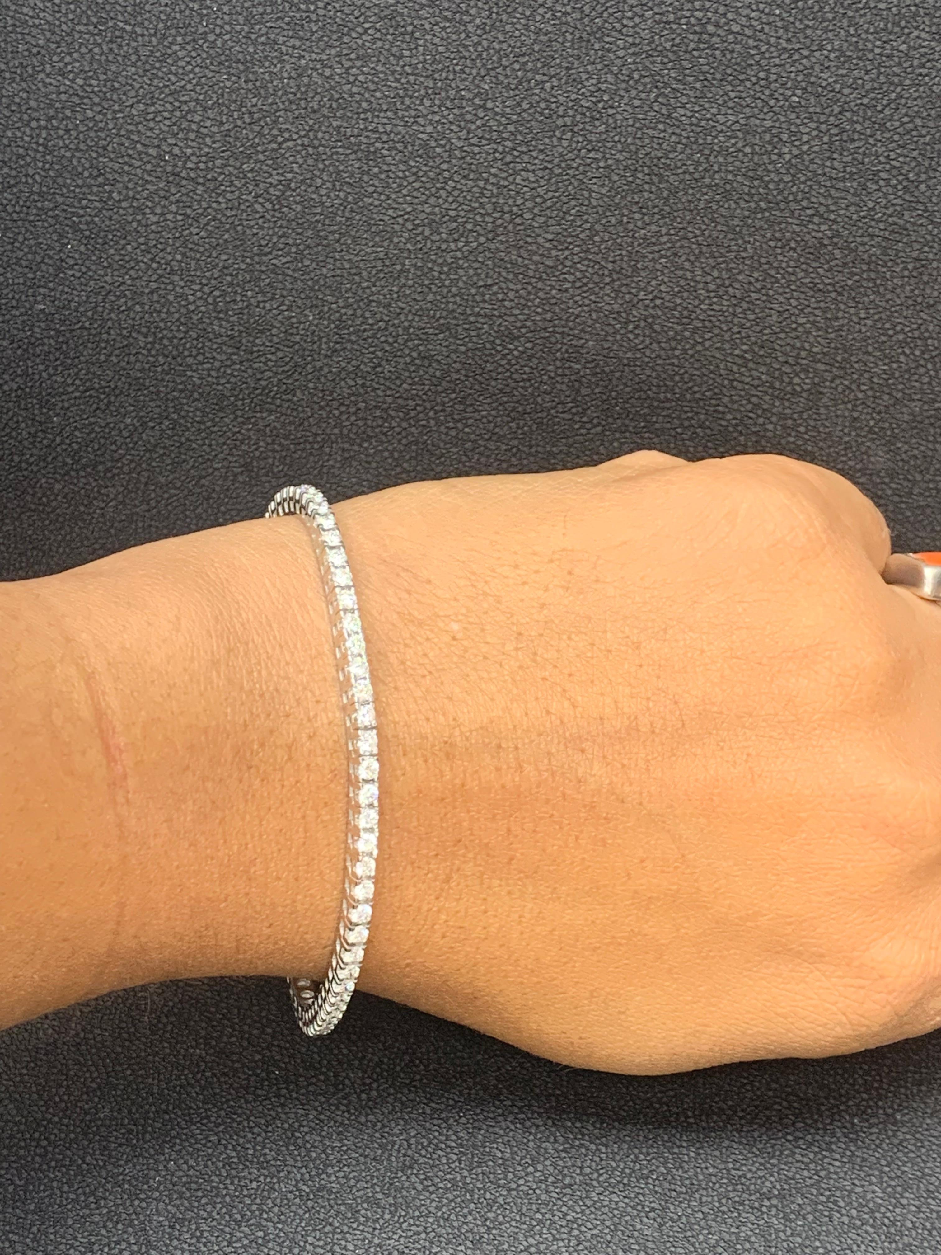 Bracelet tennis en or blanc 14 carats avec diamants ronds taille brillant de 3,00 carats Neuf - En vente à NEW YORK, NY