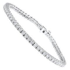 Bracelet tennis en or blanc 14 carats avec diamants ronds taille brillant de 3,00 carats