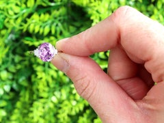 3.00 Carat Ceylon Pink Sapphire and 0.26 Carat Diamond Platinum Ring Circa 1935