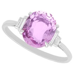 3.00 Carat Ceylon Pink Sapphire and 0.26 Carat Diamond Platinum Ring Circa 1935