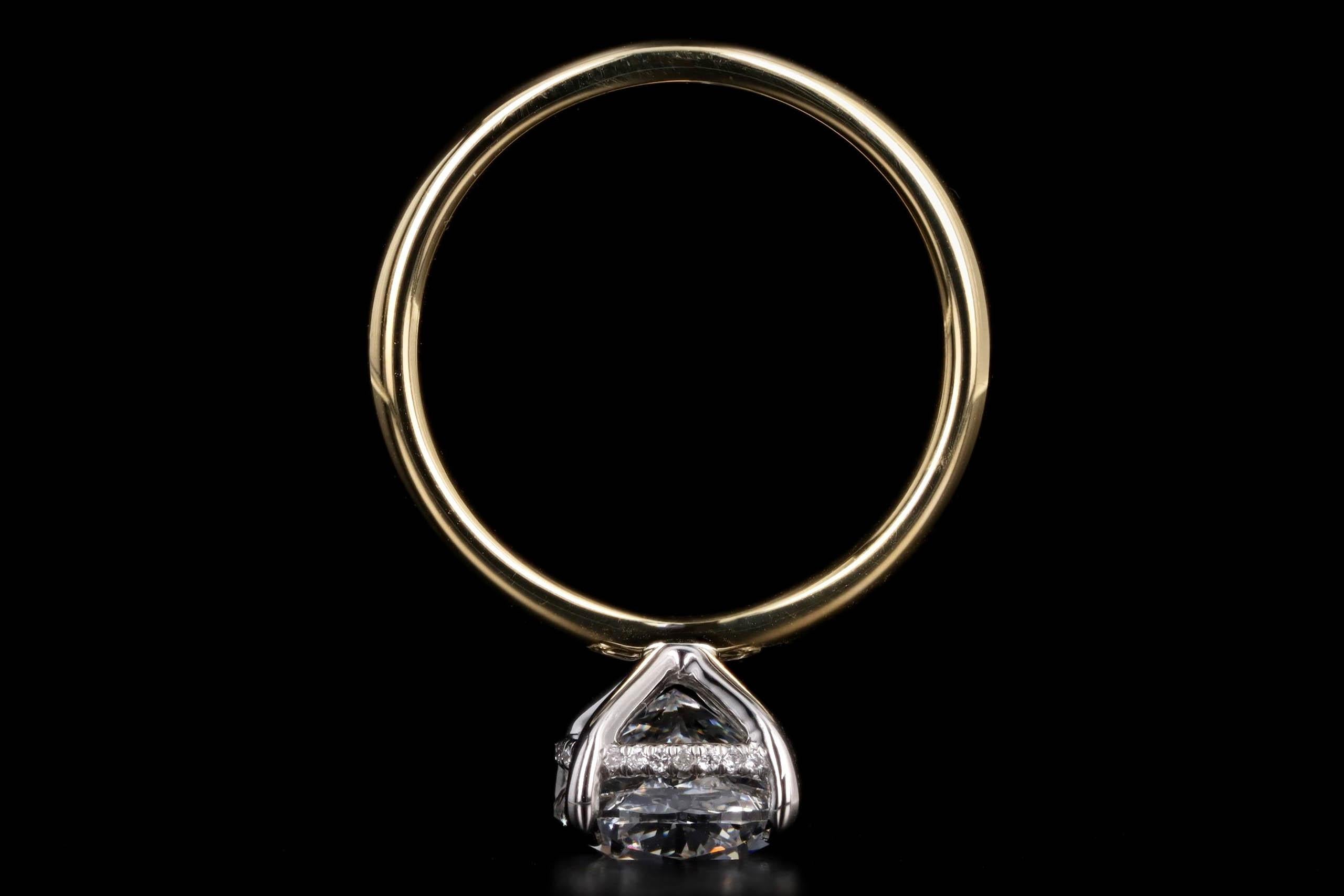 Women's 3.00 Carat Cushion Cut Diamond Hidden Halo Engagement Ring in Gold & Platinum