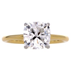 3.00 Carat Cushion Cut Diamond Hidden Halo Engagement Ring in Gold & Platinum