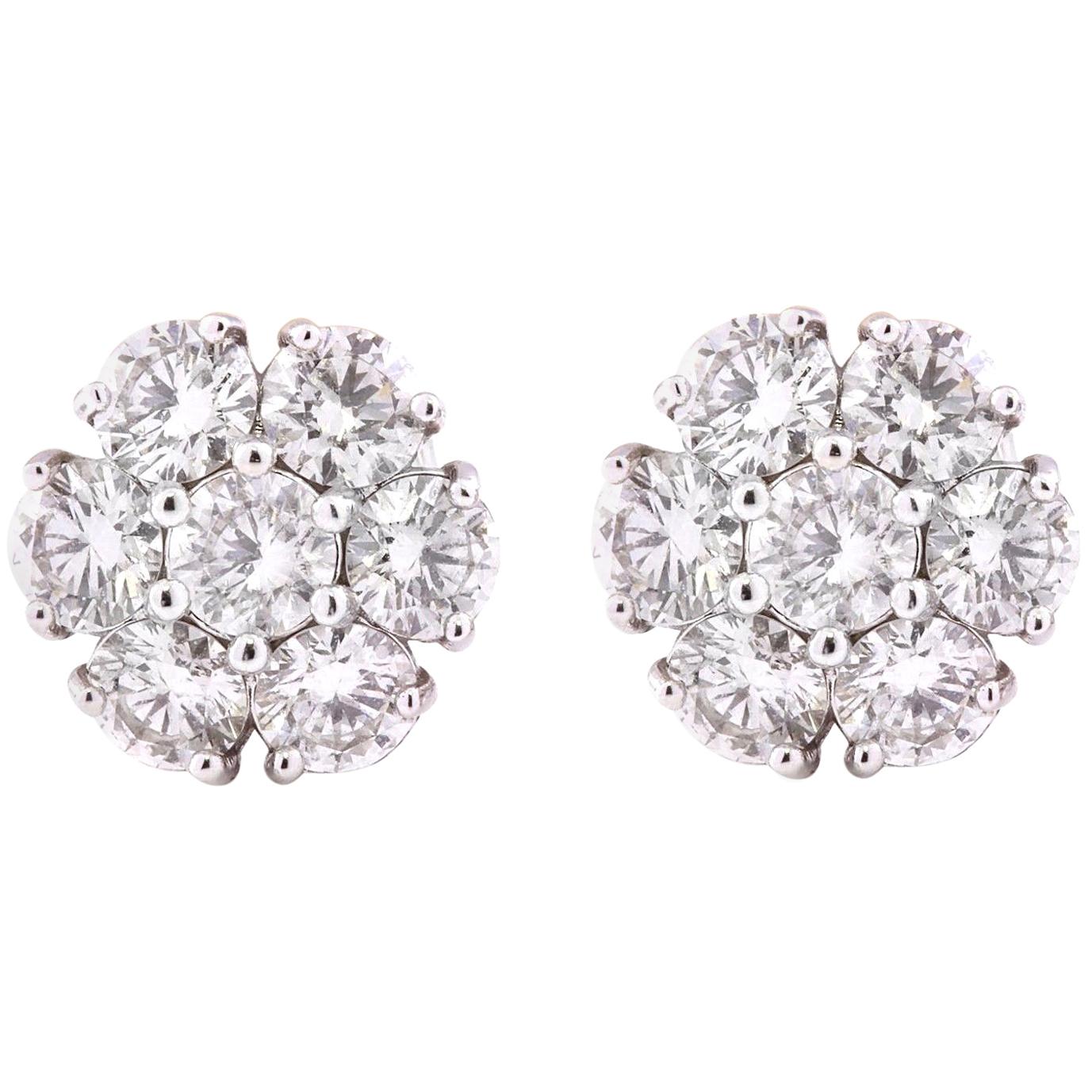 Dazzling 3.00 Carat Diamond Earrings in 14K Solid White Gold For Sale