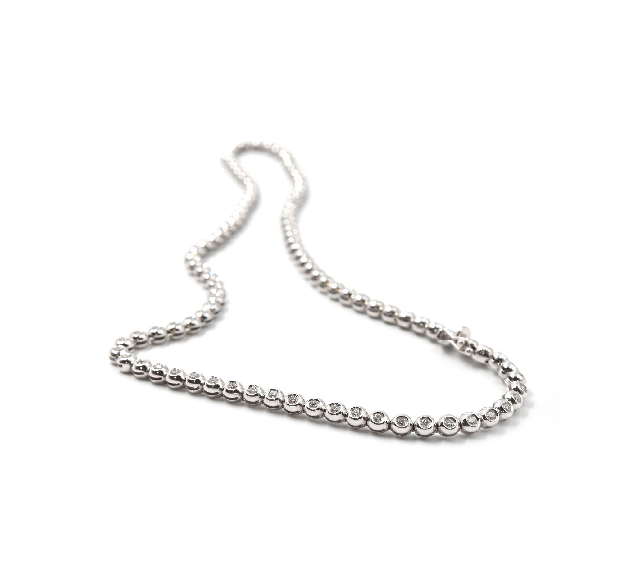Women's or Men's 3.00 Carat Diamond 18 Karat White Gold In-Line Bezel Set Necklace
