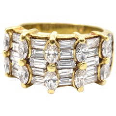 3.00 Carat Diamond 18 Karat Yellow Gold Wide Band