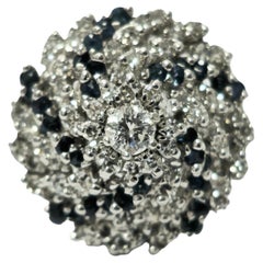 3.00 Carat Diamond and Blue Sapphire Cocktail Ring