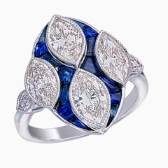 Anello con diamante e zaffiro blu da 3,00 carati in oro bianco da 18 carati