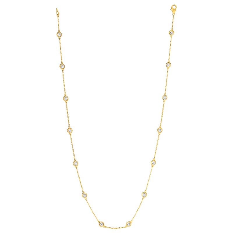 3,00 Karat Diamant pro Yard Halskette G SI 14 Karat Gelbgold 14 Steine