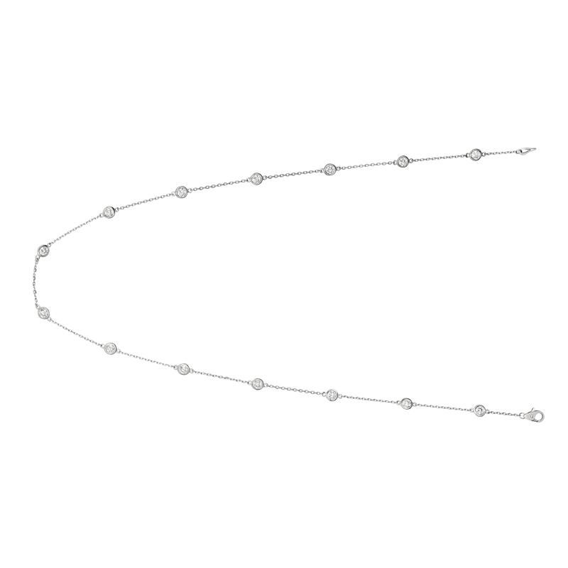 3.00 Carat Diamond by the Yard Necklace G SI 14K White Gold 14 stones 18 inches

100% Natural Diamonds, Not Enhanced in any way Round Cut Diamond by the Yard Necklace
3.00CT
G-H
SI
14K White Gold, Bezel style
18 inches in length
14 stones, 20