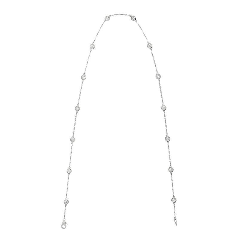 Contemporary 3.00 Carat Diamond by the Yard Necklace G SI 14 Karat White Gold 14 Stones For Sale