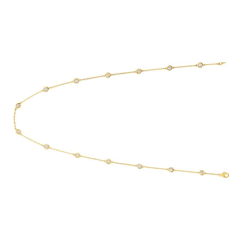 3.00 Carat Diamond by the Yard Necklace G SI 14K Yellow Gold 14 stones 18 inches

100% Natural Diamonds, Not Enhanced in any way Round Cut Diamond by the Yard Necklace
3.00CT
G-H
SI
14K Yellow Gold, Bezel style
18 inches in length
14 stones, 20