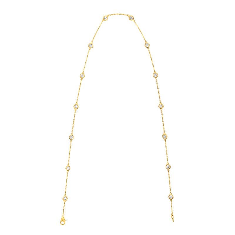 3,00 Karat Diamant pro Yard Halskette G SI 14 Karat Gelbgold 14 Steine (Zeitgenössisch) im Angebot