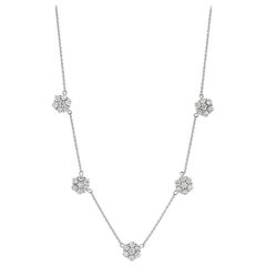 3.00 Carat Diamond Cluster Flower Necklace G SI 14 Karat White Gold Chain