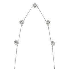 3.00 Carat Diamond Cluster Flower Necklace G SI 14 Karat White Gold Chain