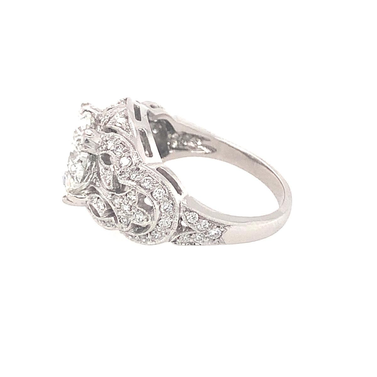 Brilliant Cut 3.00 Carat Diamond Engagement Platinum Ring For Sale
