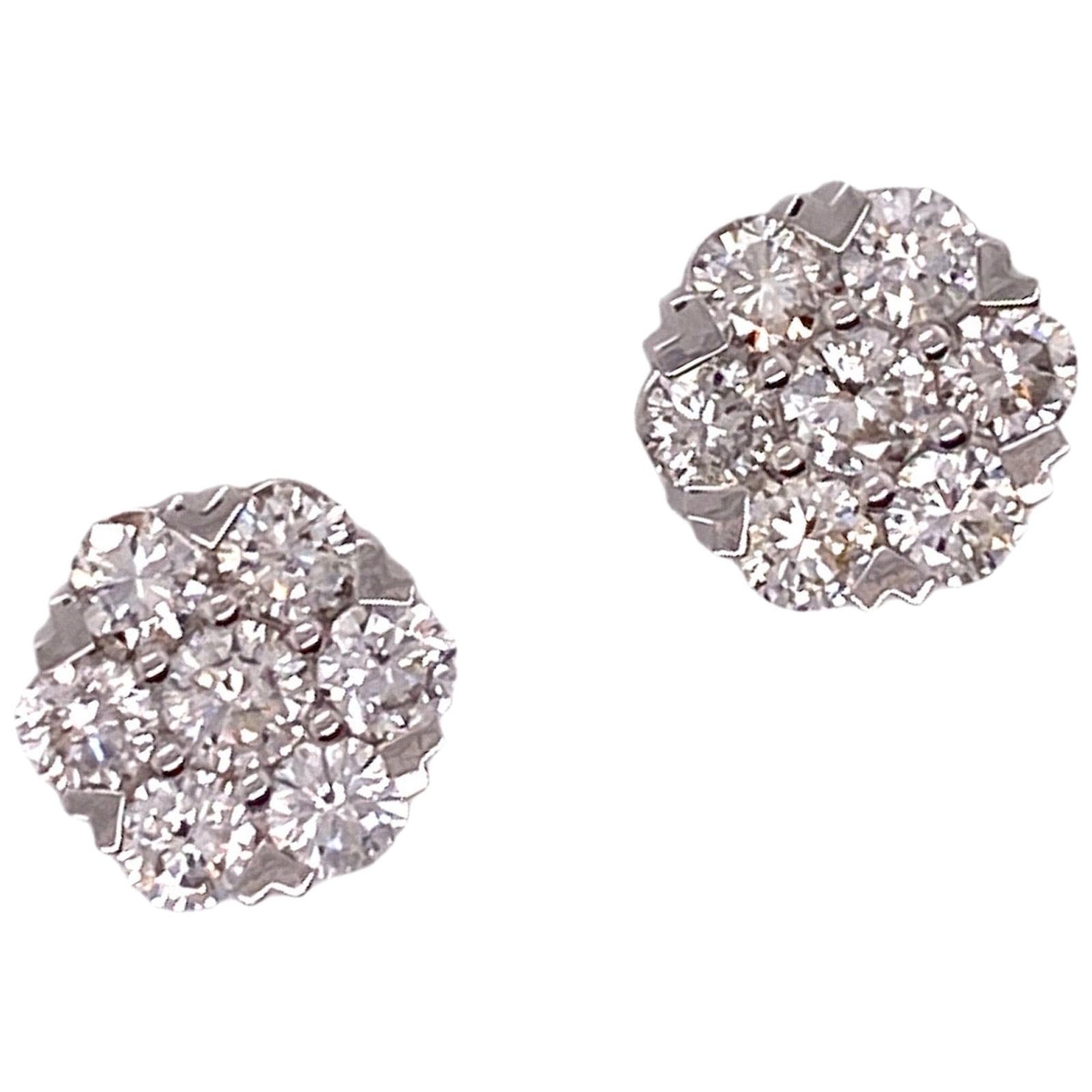 3.00 Carat Diamond Flourette Stud Modern Earrings 18 Karat White Gold