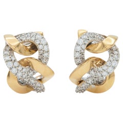 3.00 Karat Diamant & Gold A Link Huggie Ohrringe