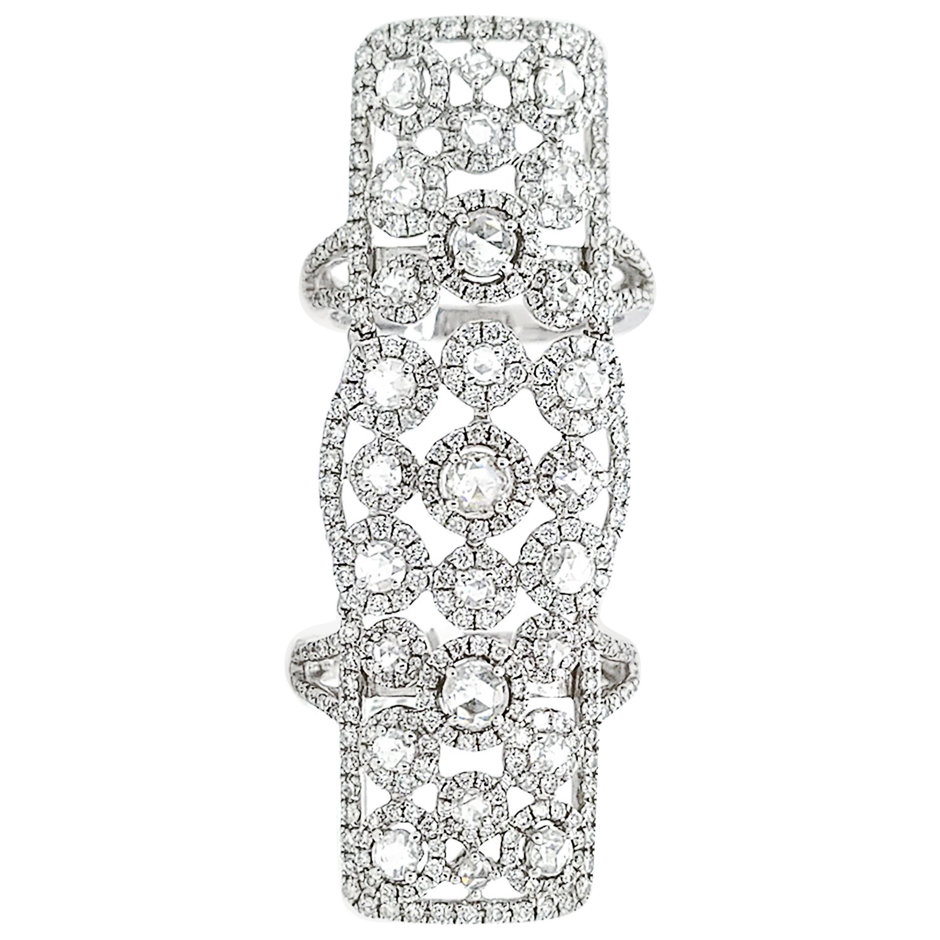 Anillo de diamantes de 3,00 quilates en oro blanco para nudillos
