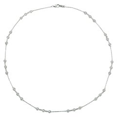 Collier de 30 pierres en or blanc 14 carats avec diamants de 3,00 carats G SI