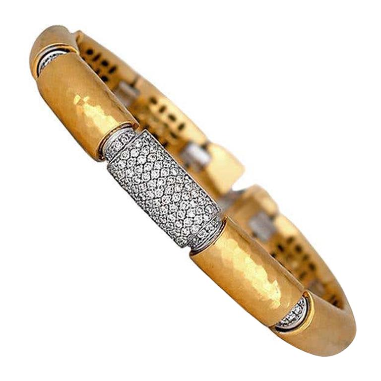 Bracelet en or jaune 18 carats avec pavé de diamants de 3,00 carats VS