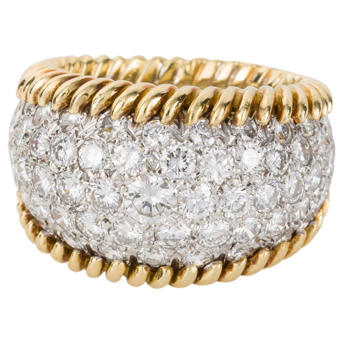 3.00 Carat Diamond Pave Set & 18 Karat Yellow Gold Ring - Ring Size 5.5 1