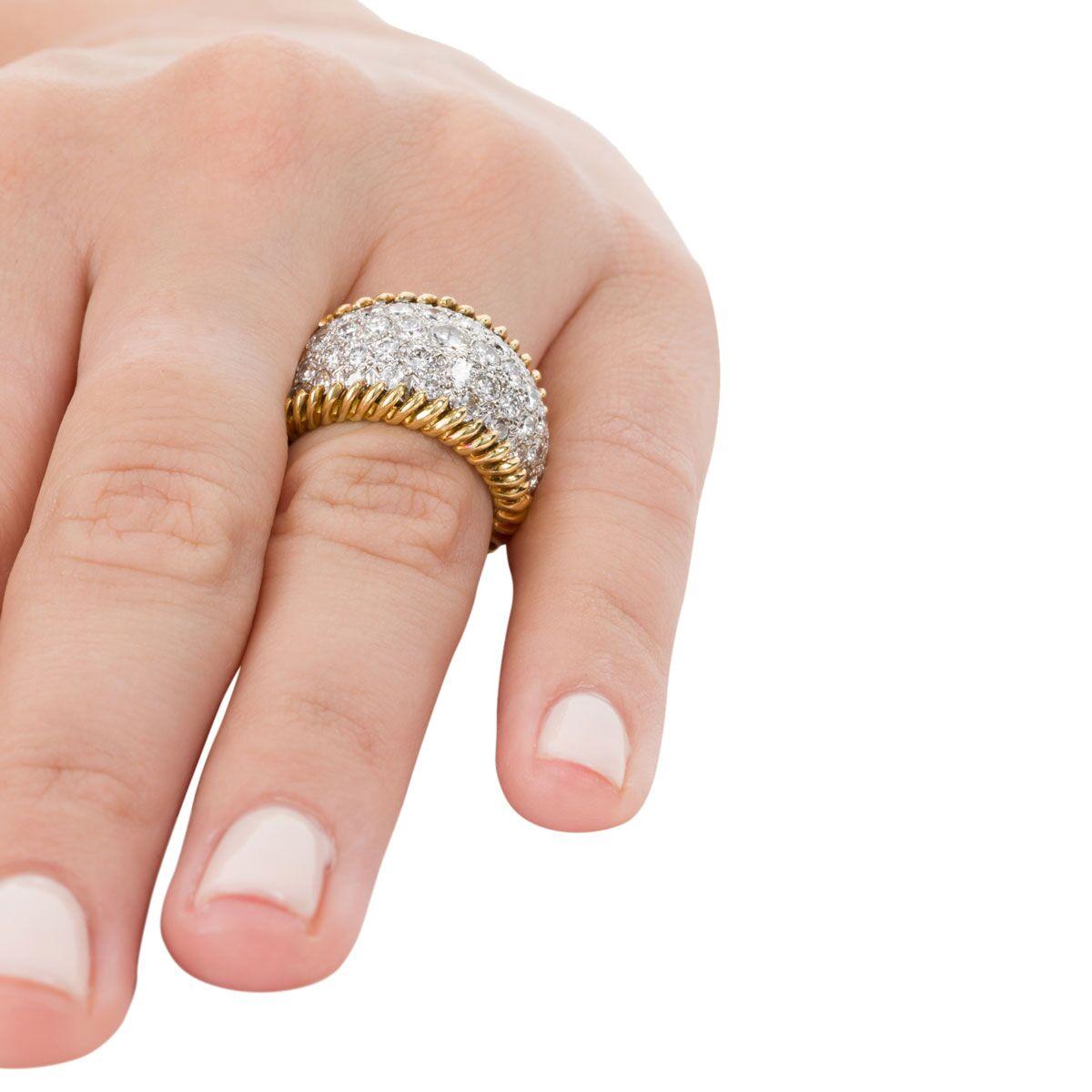 3.00 Carat Diamond Pave Set & 18 Karat Yellow Gold Ring - Ring Size 5.5 6