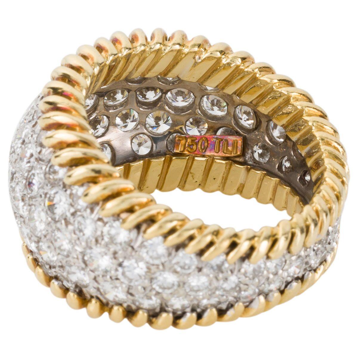 3.00 Carat Diamond Pave Set & 18 Karat Yellow Gold Ring - Ring Size 5.5 2