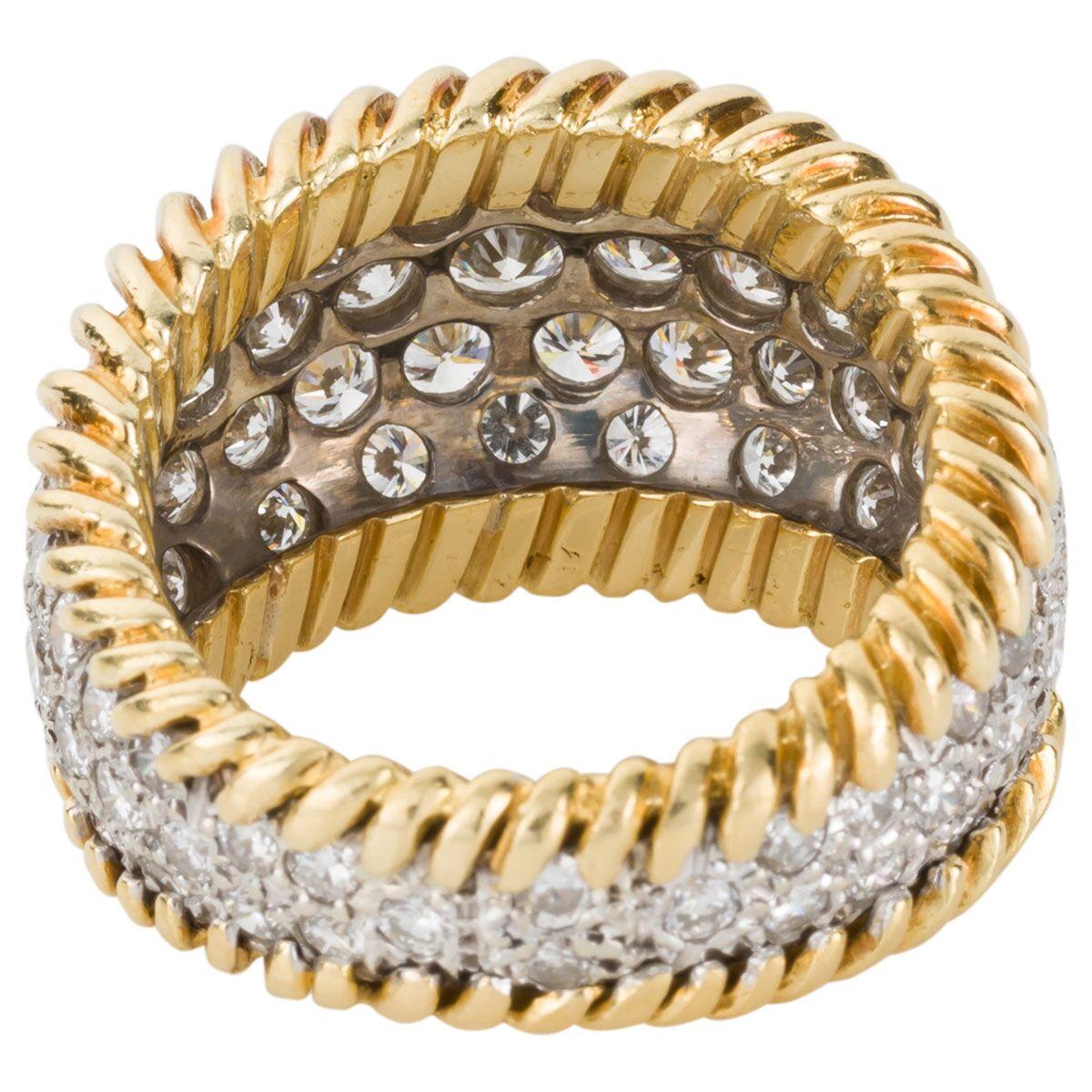 3.00 Carat Diamond Pave Set & 18 Karat Yellow Gold Ring - Ring Size 5.5 3