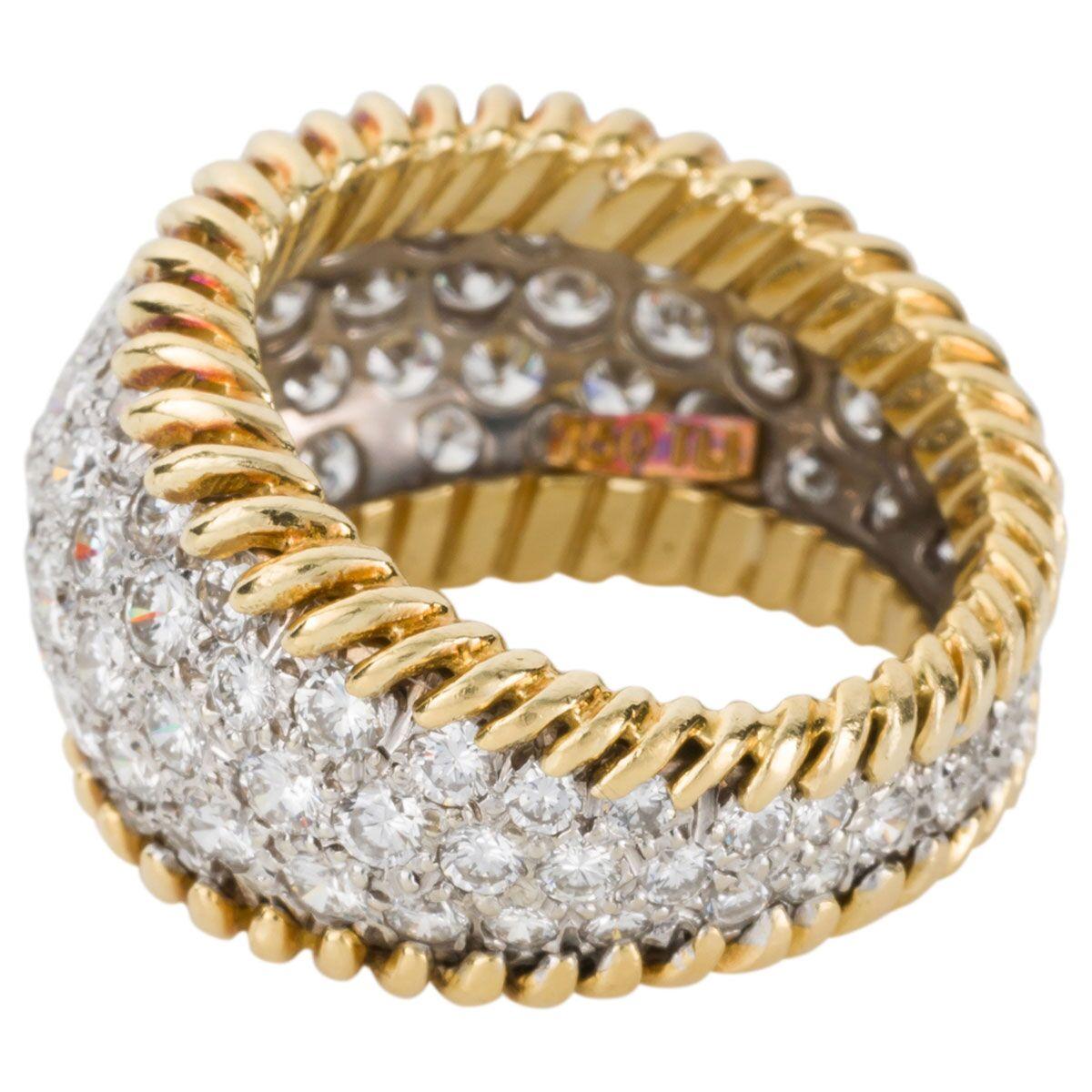 Retro 3.00 Carat Diamond Pave Set & 18 Karat Yellow Gold Ring - Ring Size 5.5