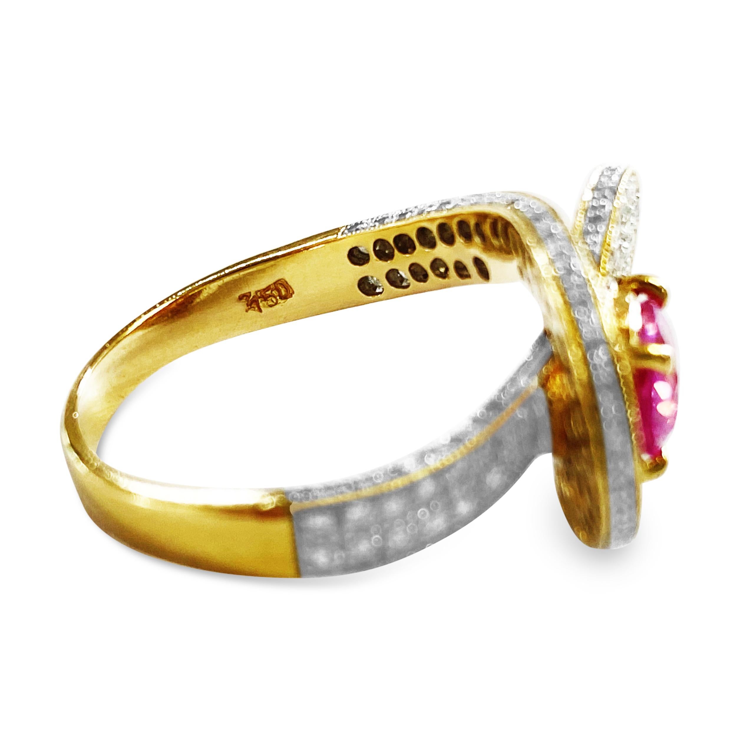 3.00 Carat Diamond Pink Sapphire Fancy Womens Ring 18 Karat Yellow Gold For Sale 2