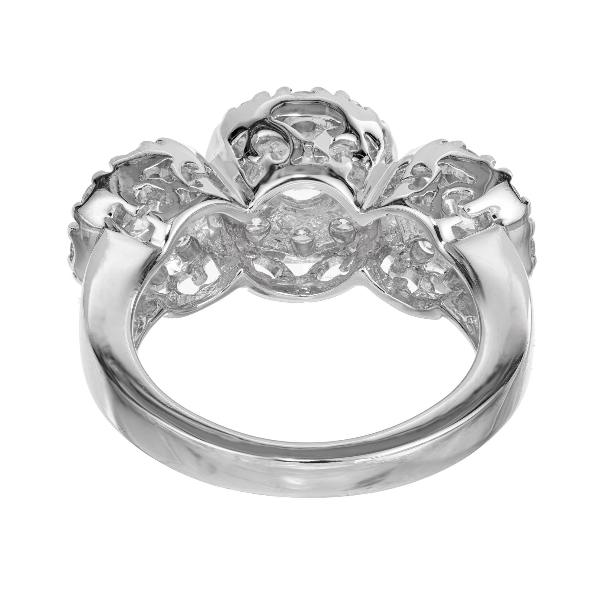 3 stone cluster engagement ring