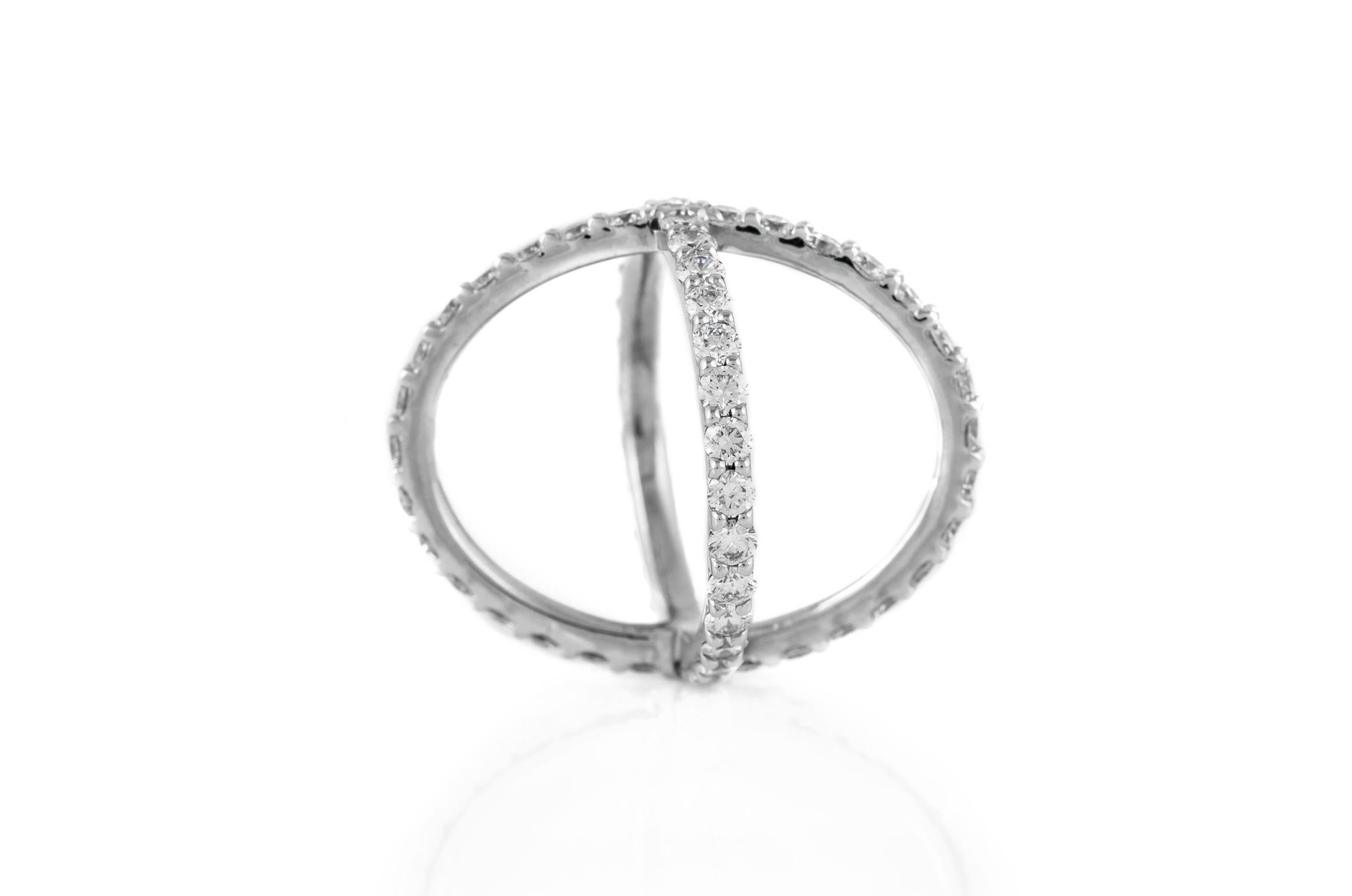 Modern 3.00 Carat Diamond X Ring For Sale