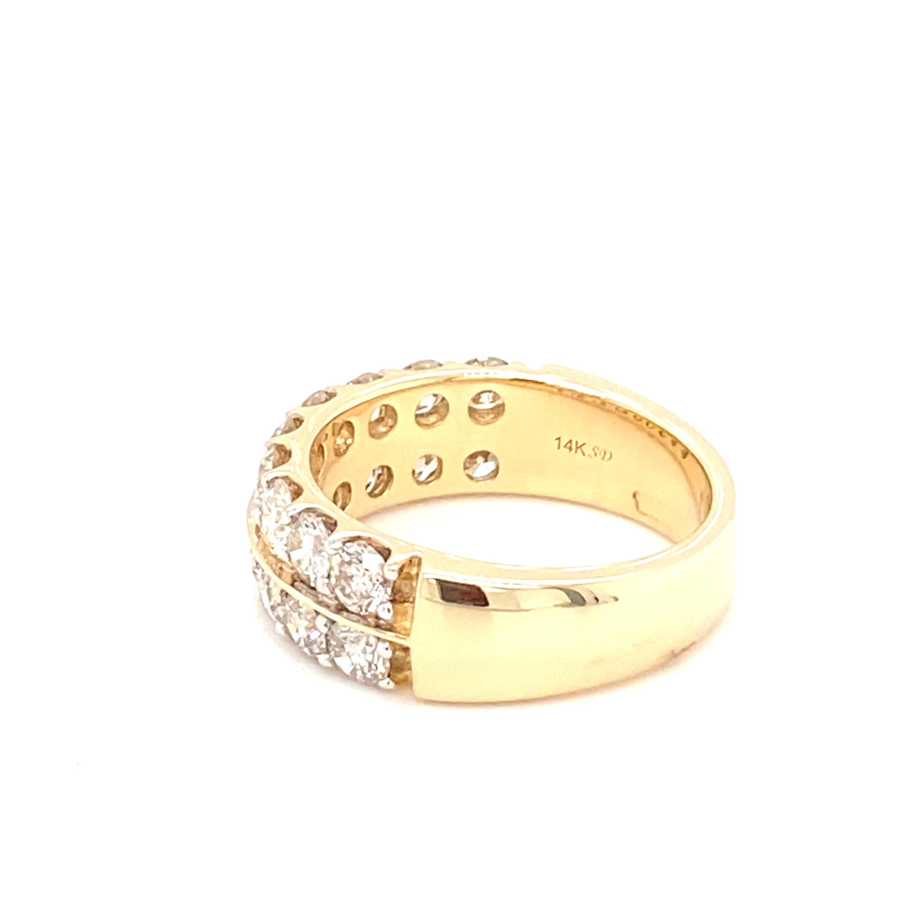 3.00 Carat Diamond Yellow Gold Band Ring For Sale 6