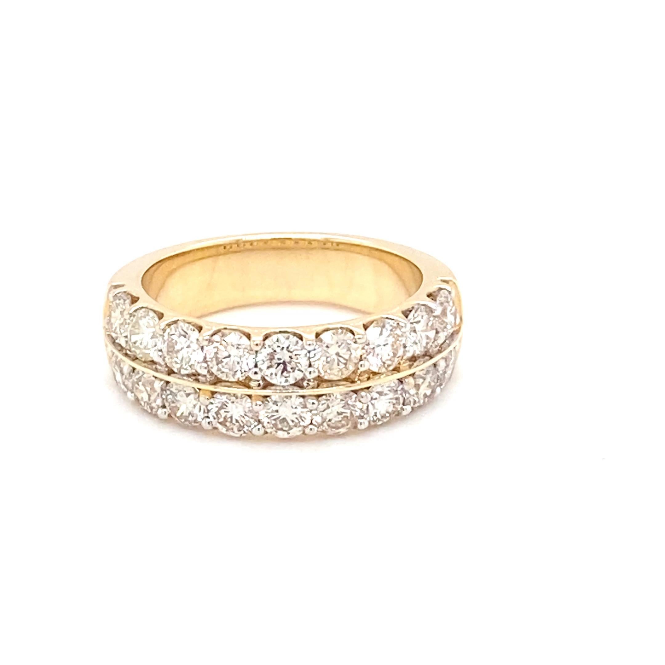 3.00 Carat Diamond Yellow Gold Band Ring For Sale 7