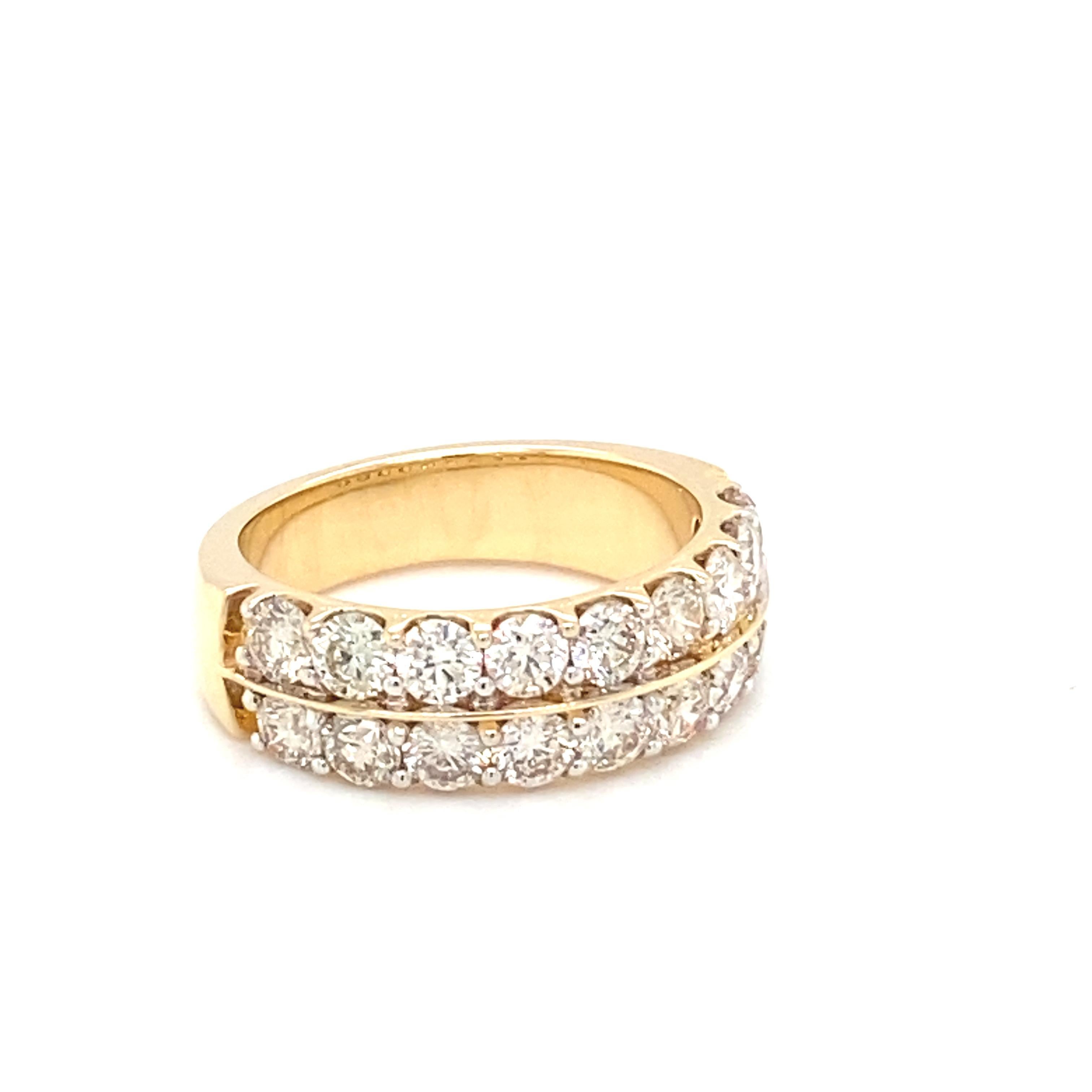 Artisan 3.00 Carat Diamond Yellow Gold Band Ring For Sale