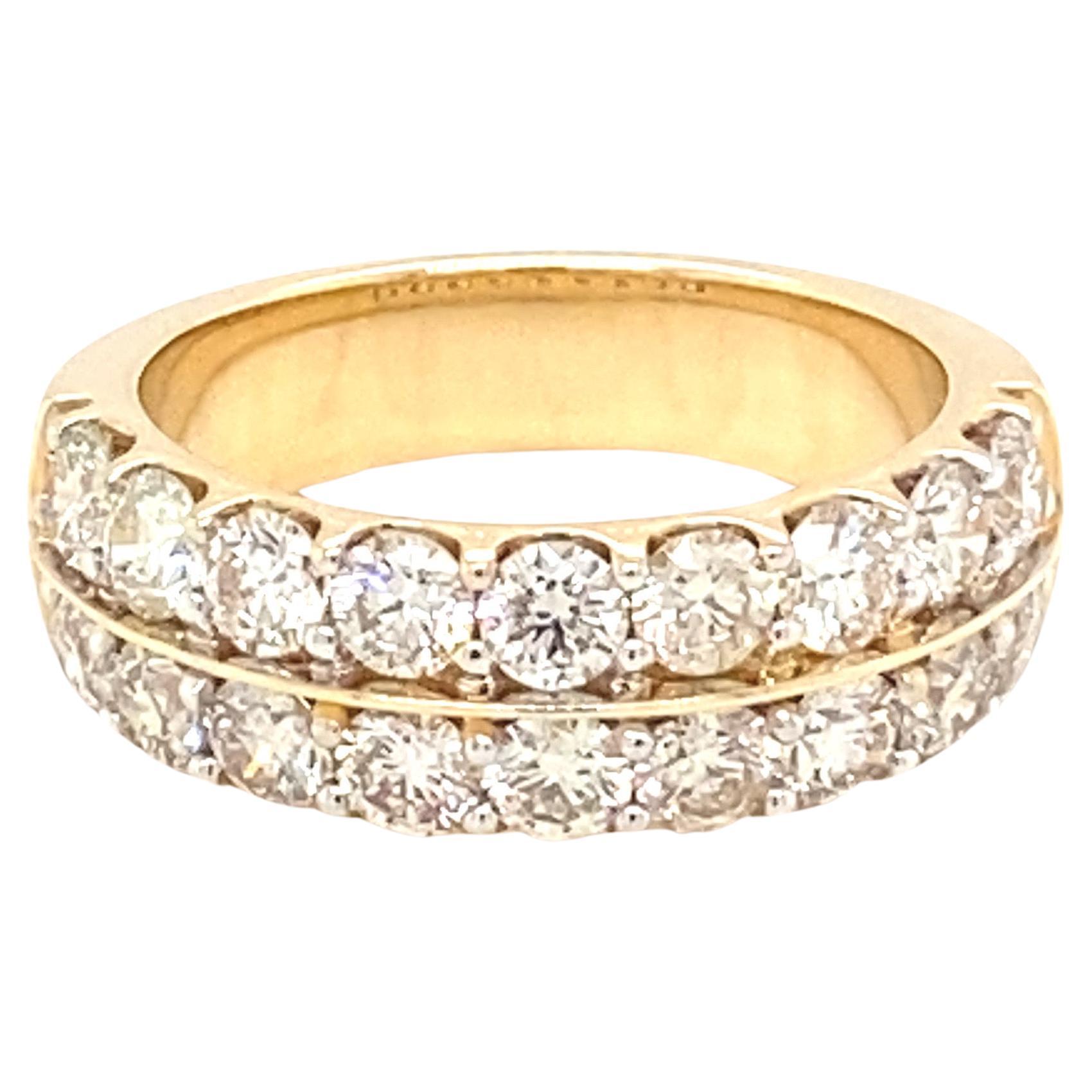3.00 Carat Diamond Yellow Gold Band Ring For Sale