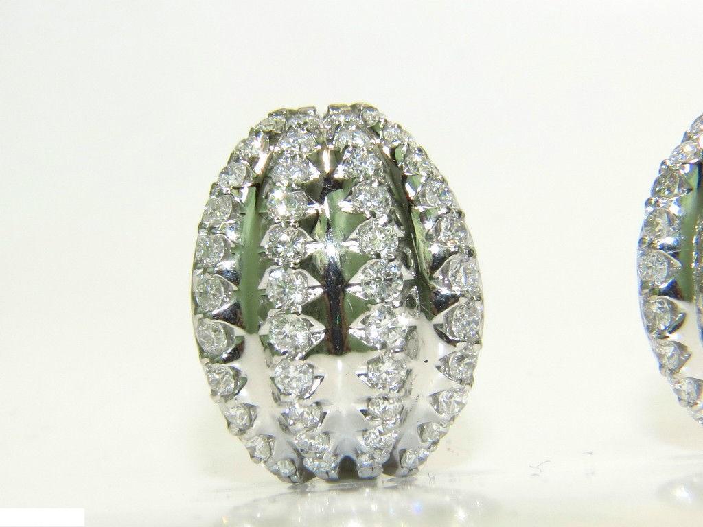 3.00 Carat Diamonds Deco Huggie Earrings G/VS 14 Karat For Sale 5